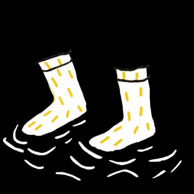 Stepping in a wet puddle with socks